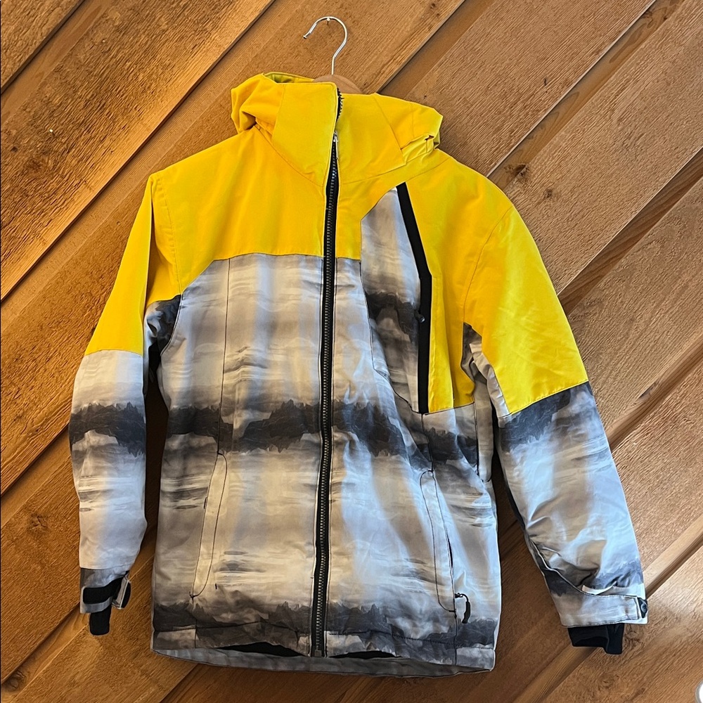 Vibrant Yellow and Gray Size M Kids Ski/Snowboard Jacket